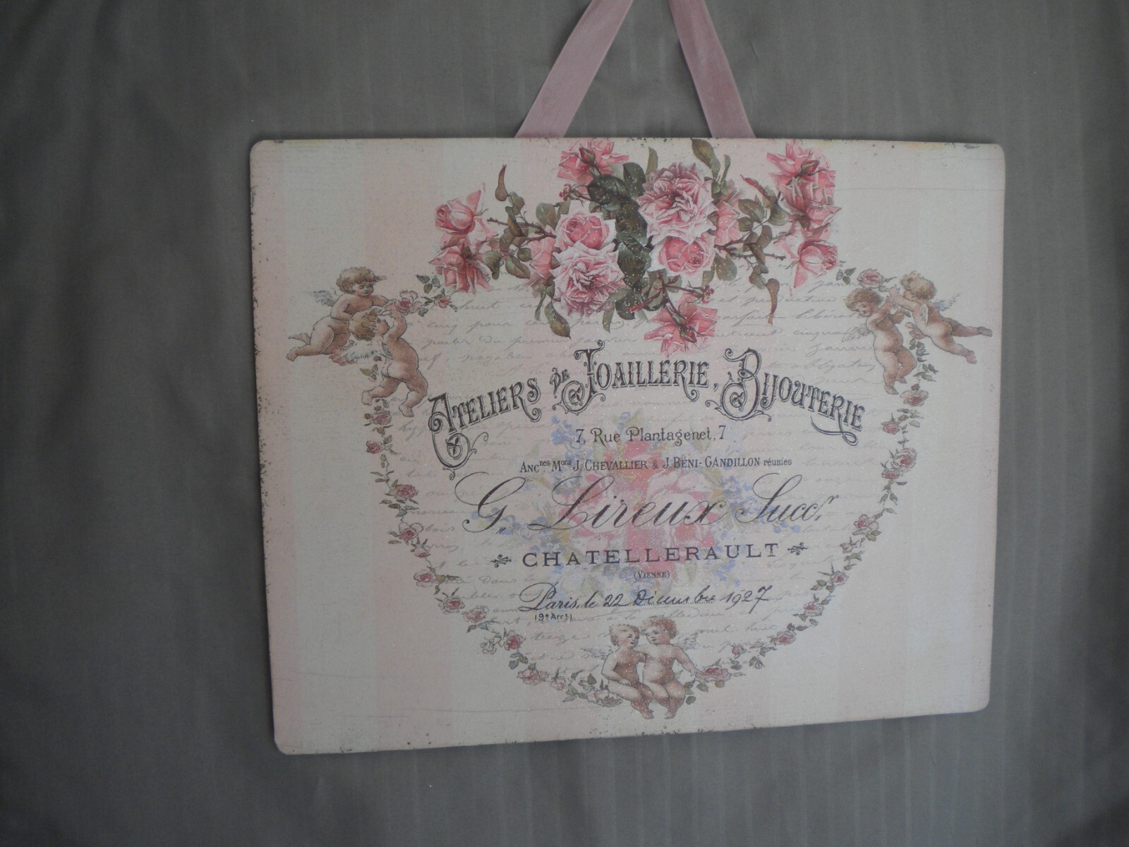 Shabby Chic Paris French Country Hanging Plaque