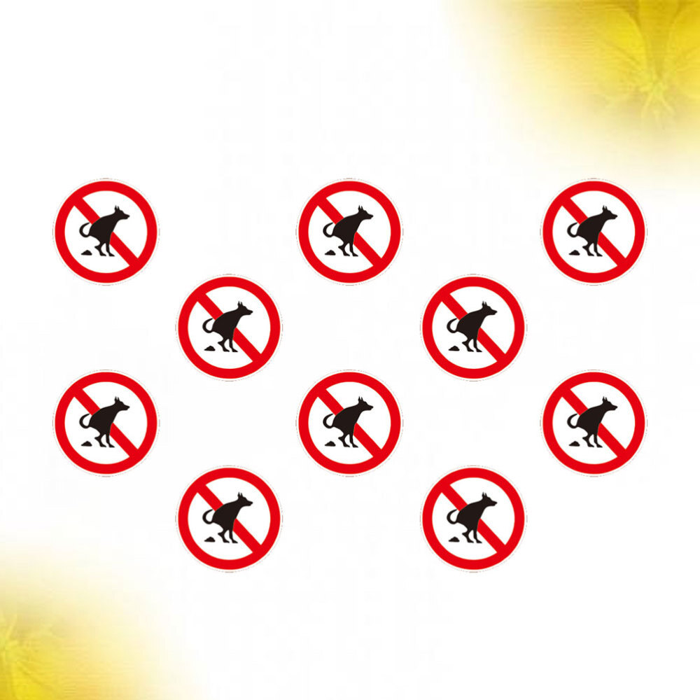 10 Sheets Stickers Waterproof No Pet Poop Sign Dog Pooping Emblems
