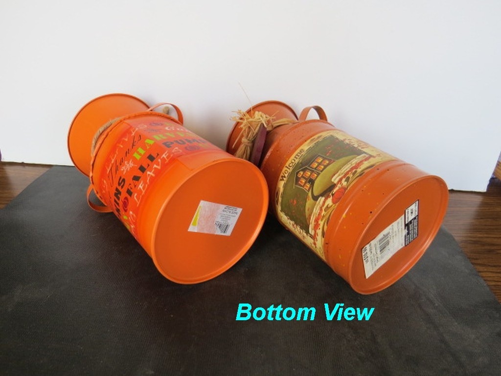 Tin Metal Milk Cans: Fall Autum Harvest Pumpkin Thanksgiving Decor 7-1/2″ /19cm