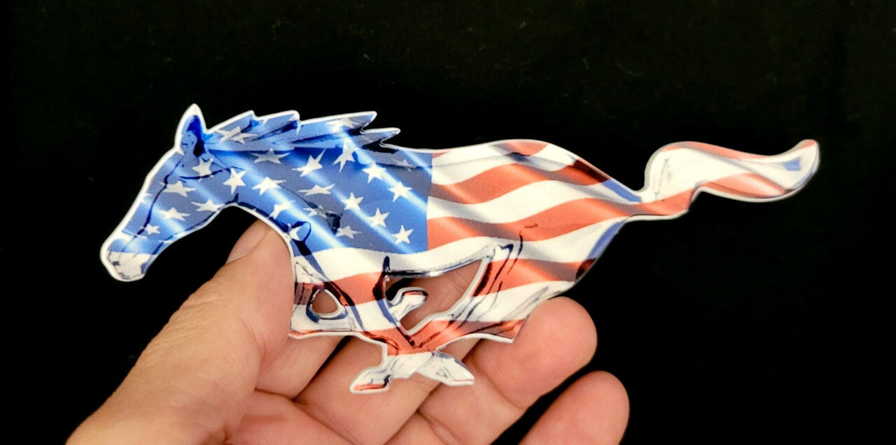 Ford Mustang USA Flag Pony Steel Sign
