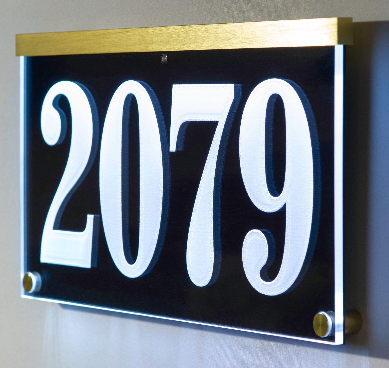 12-16V AC Illuminated Address Sign Plaque House Numbers LED Lighted, Auto On/Off