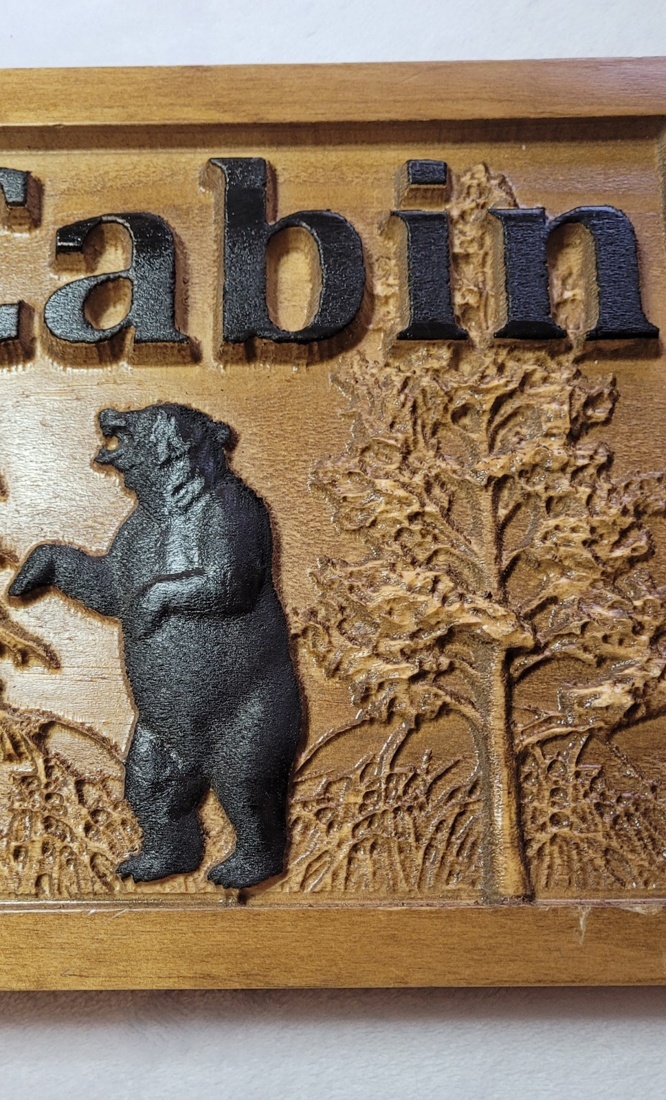 Engraved Wood Rustic Bear Cabin Wall Sign “The Cozy Cabin” Est. 2023 23×9