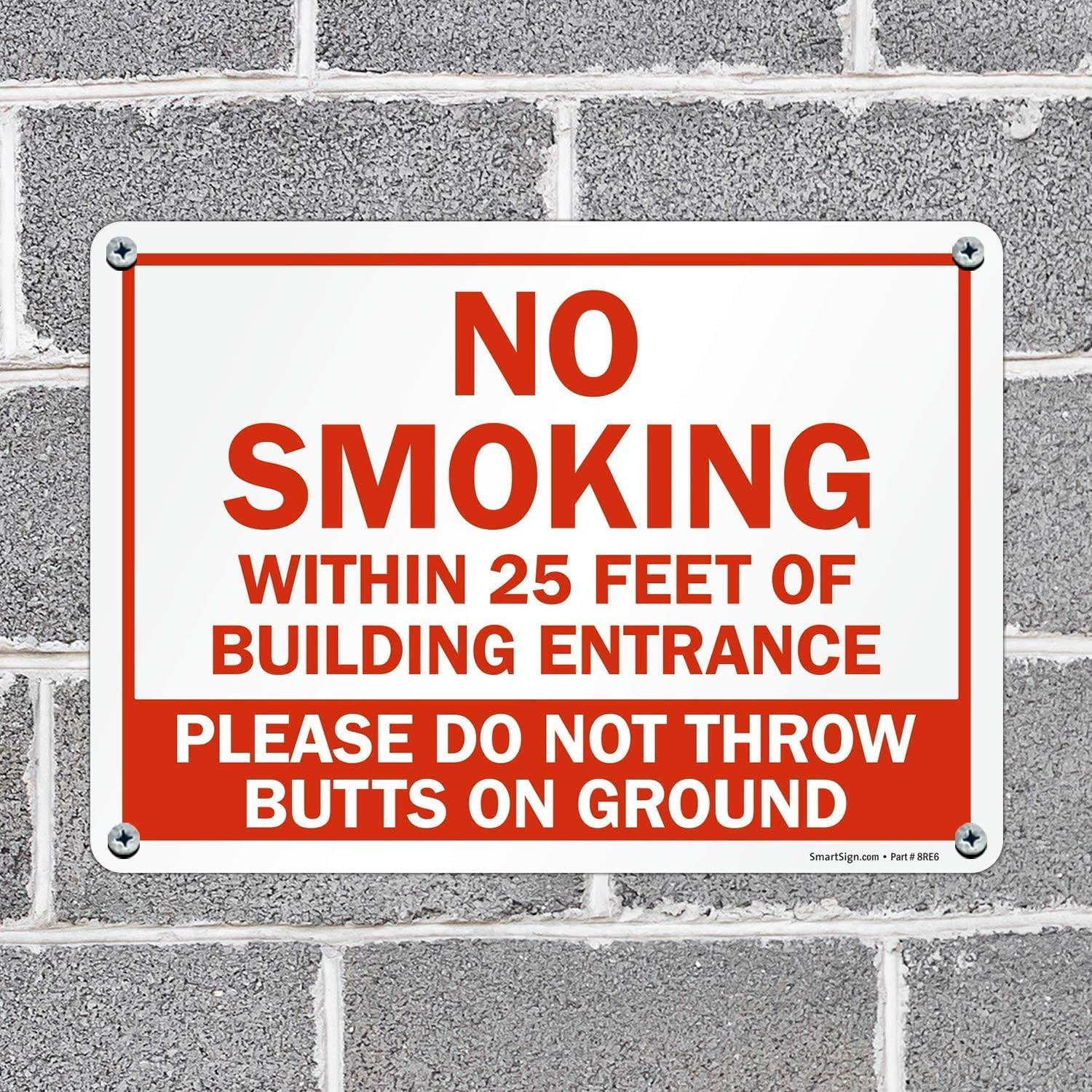 “No Smoking Within 25 Feet of Building Entrance” Sign by | 10″ x 14″ Plastic