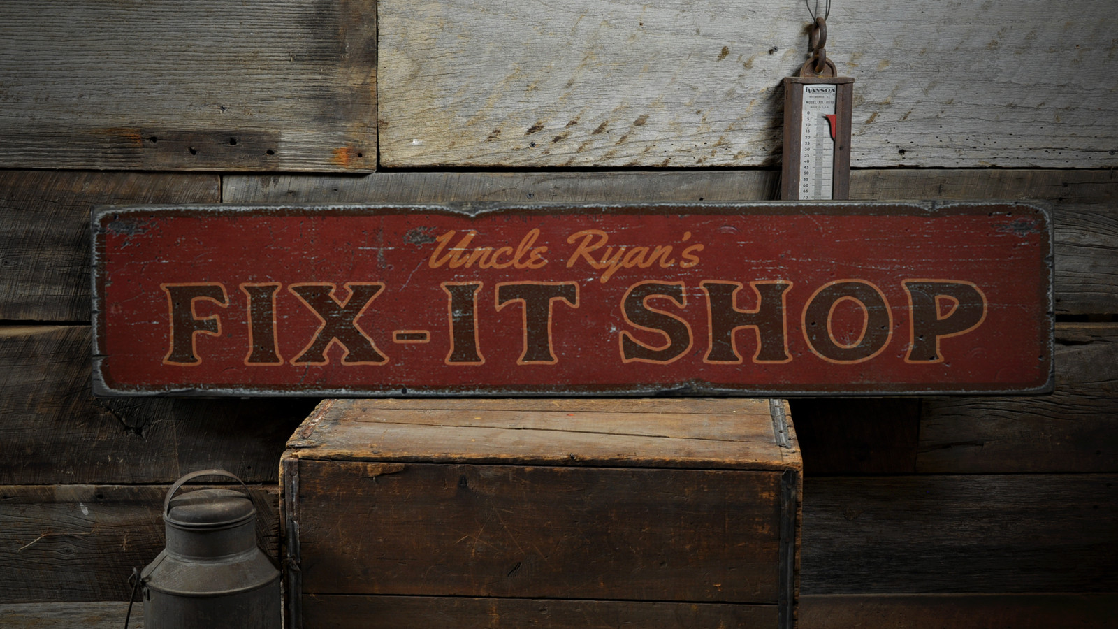 Fix-It Shop, Custom Shop Owner Name – Rustic Distressed Wood Sign