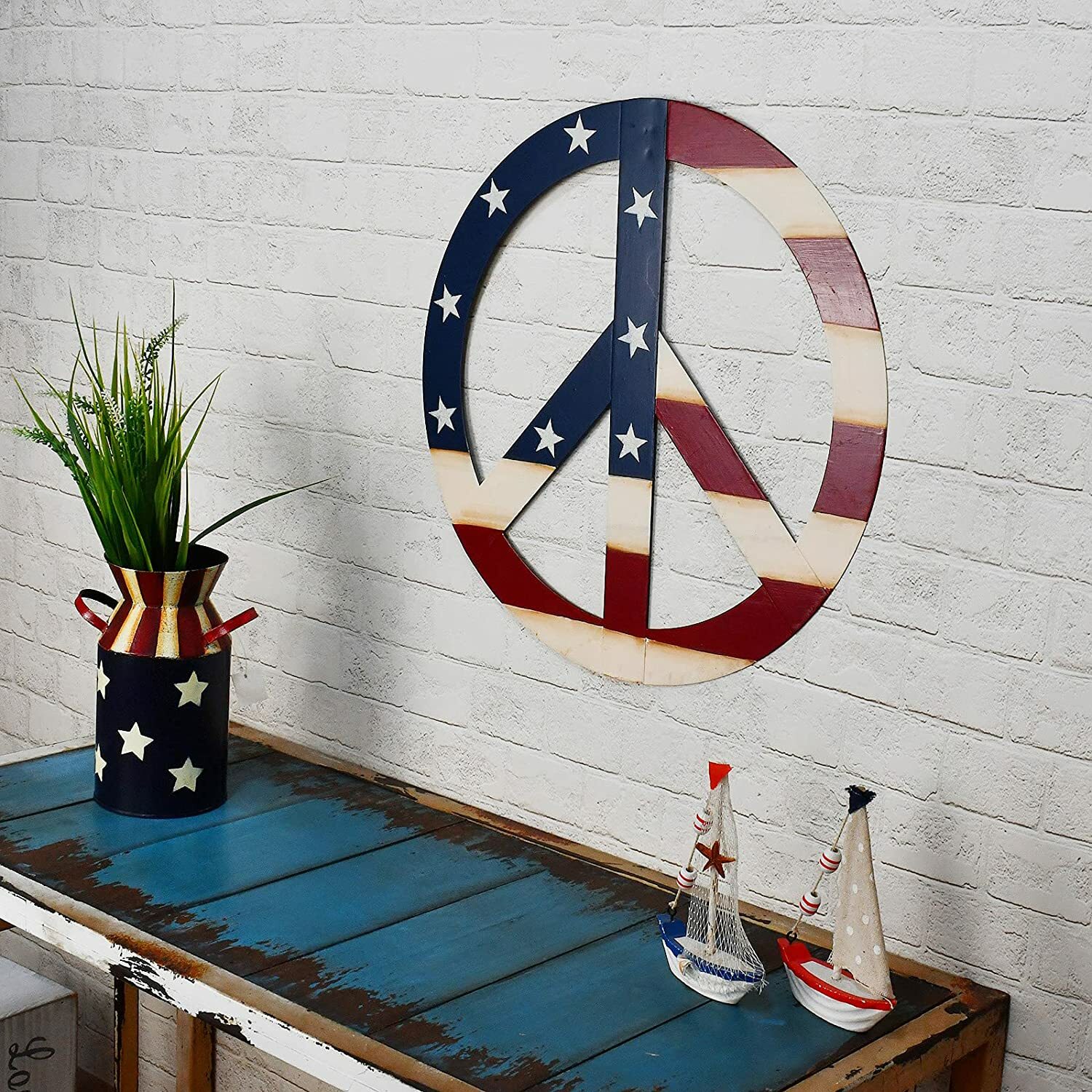 Metal Treasured Red Peace Sign Decorative Metal Hanging Peace Sign Wall DecorArt