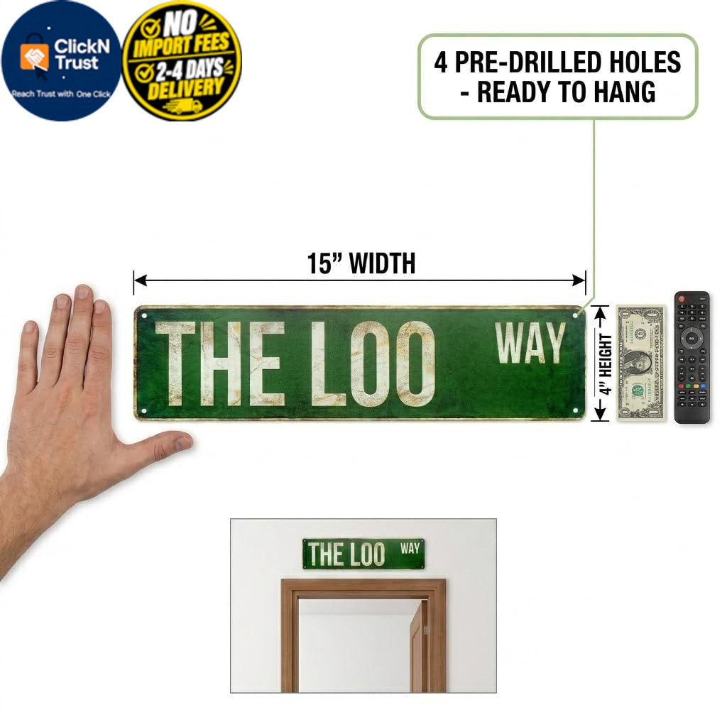 The Loo Way Funny Metal Street Sign, Vintage Aluminum 4×15 inch,