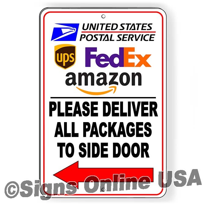 Deliver All Packages Side Door Arrow Left Metal Sign Or Decal 6 SIZES delivery