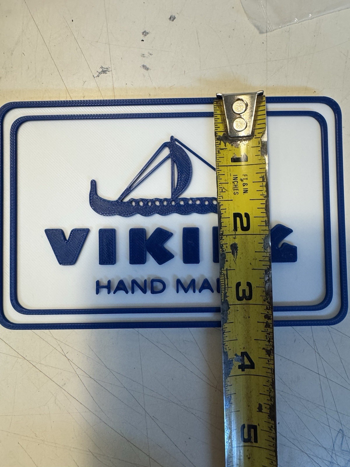 Viking Glass Display Sign 3D Printed 5 X 3.25 Hand Made Blue Plaque Blunique