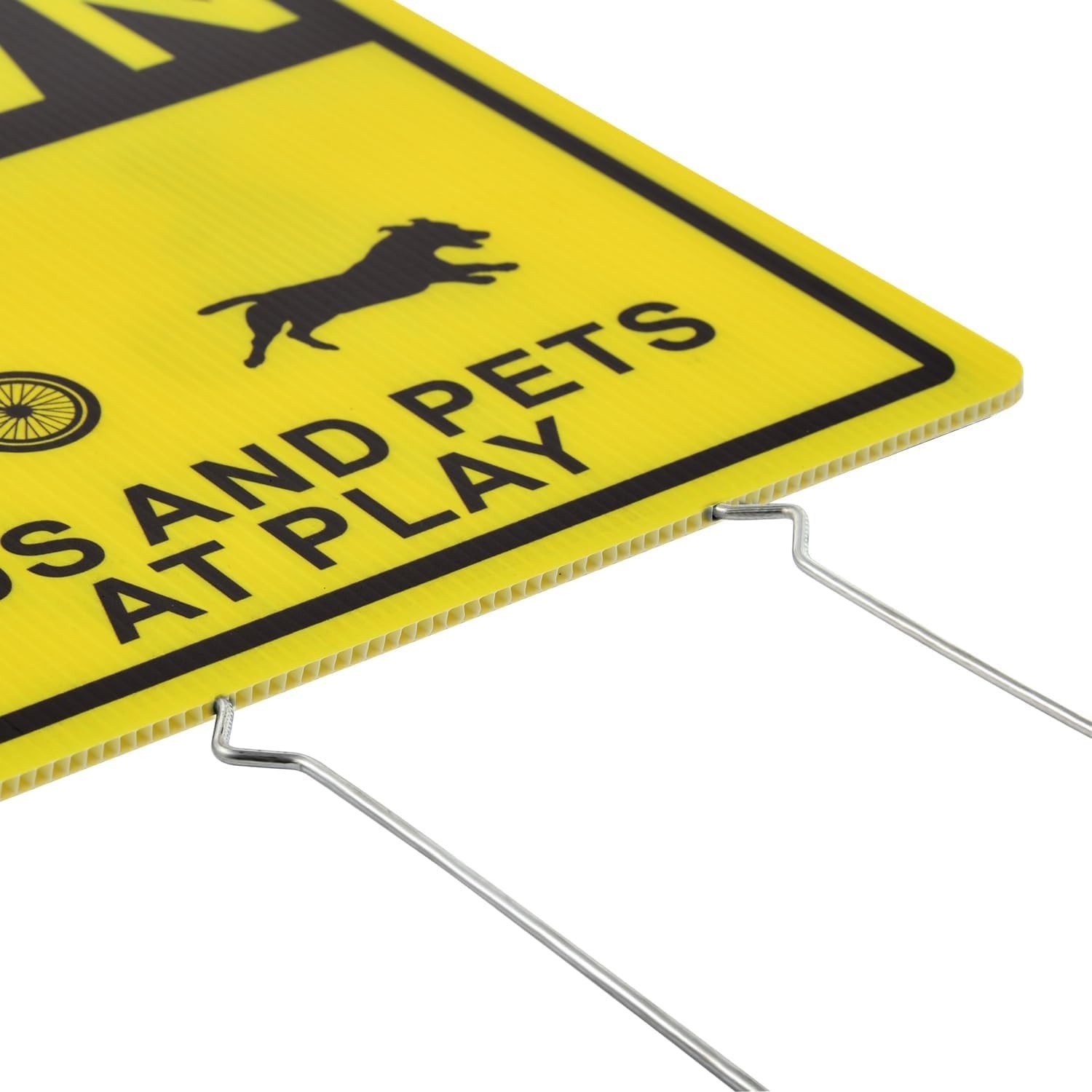 16 x 12 Inches Children at Play Yard Signs with Waterproof Metal Stakes – 2 Pack