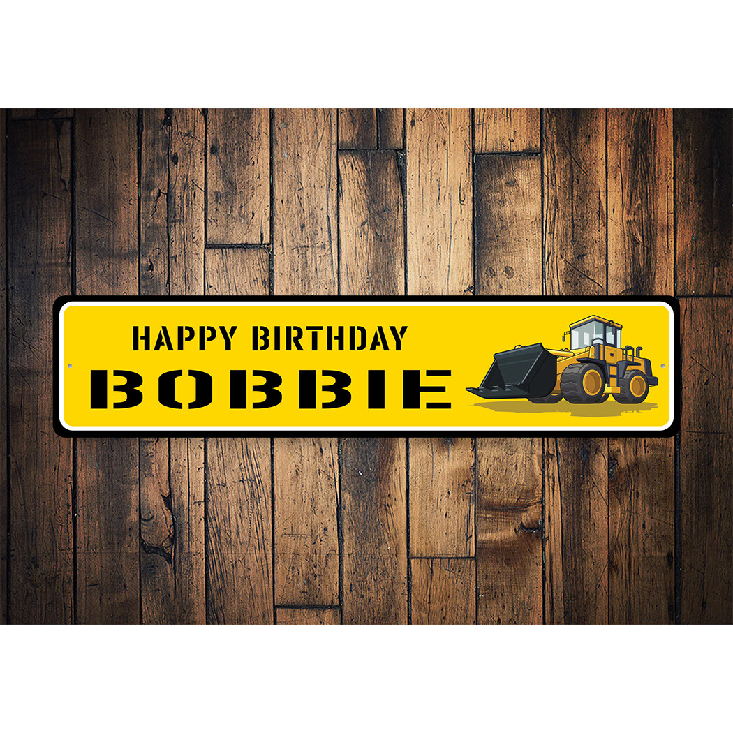 Happy Birthday Construction Metal Sign