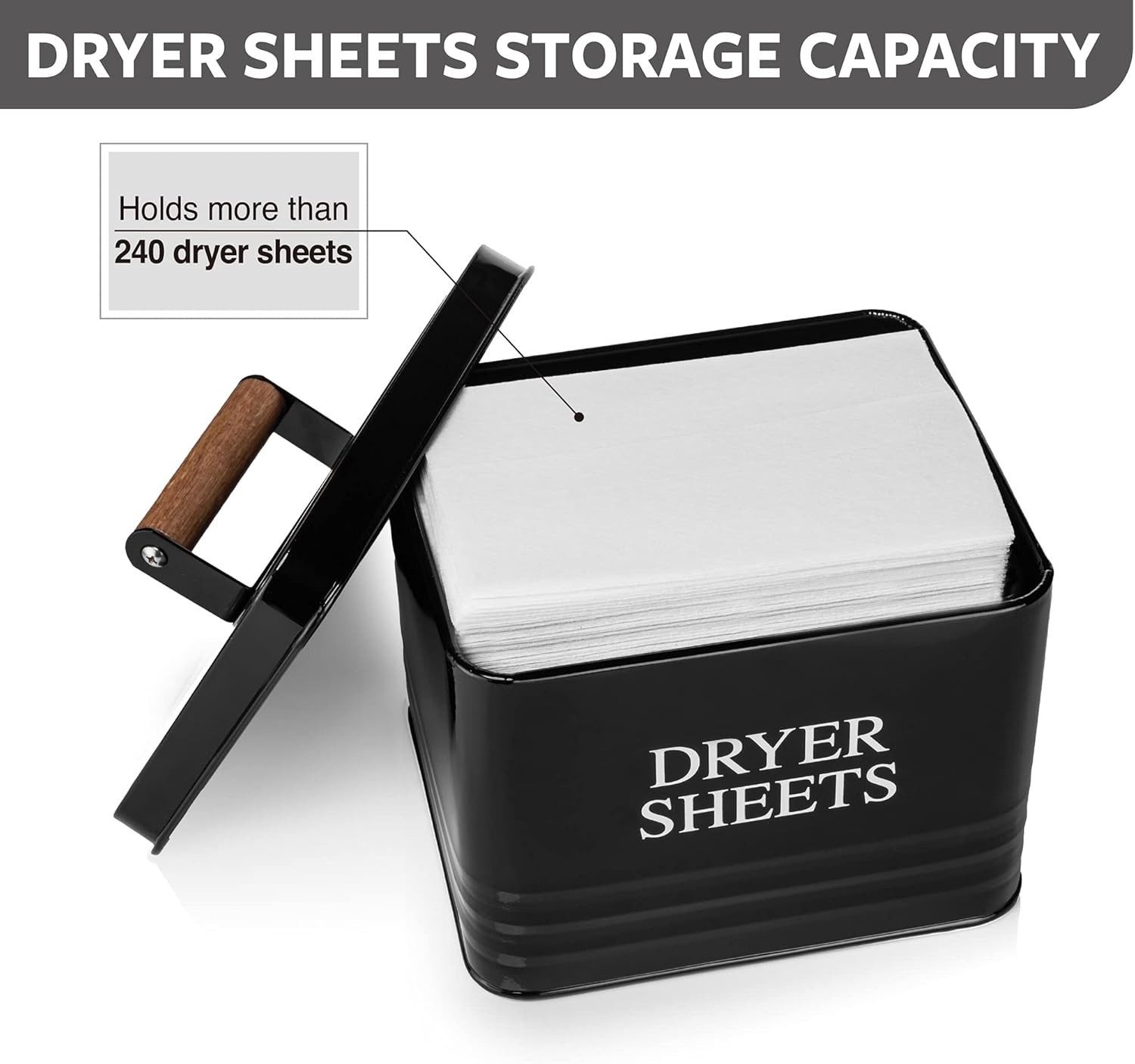 Stylish Black Metal Fabric Softener Dispenser with Wooden Lid for Laundry Rooms