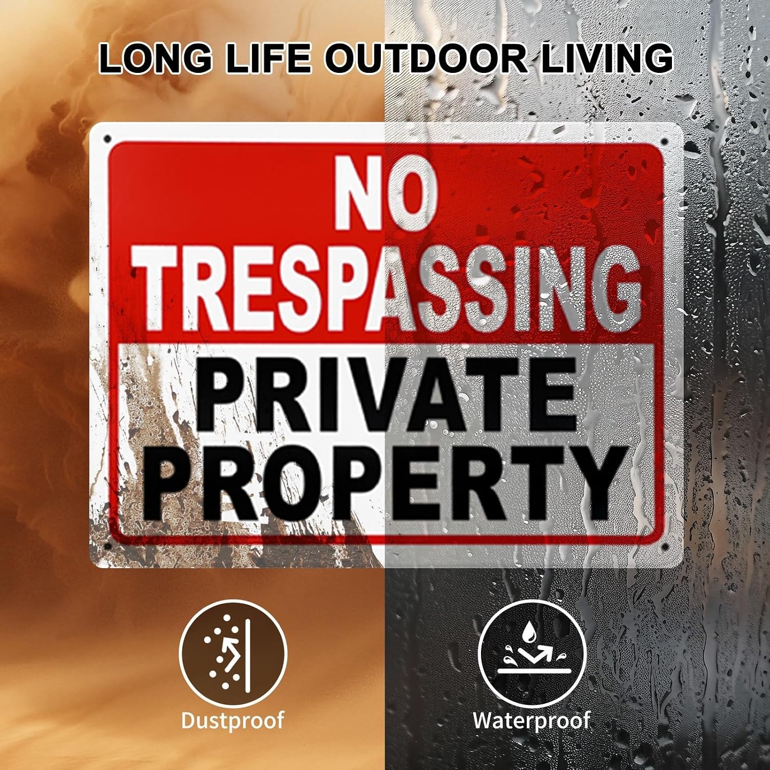 No Trespassing Signs 2 Pack Aluminum 10×7 Inch Reflective Property Security