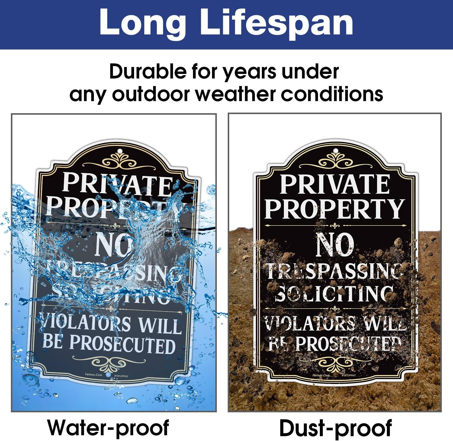 Private Property No Trespassing Sign, Violators Will Be Prosecuted, 17.5 x 11…