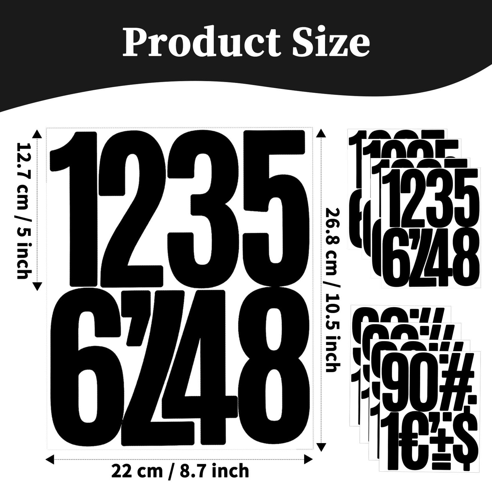 5 Inch Vinyl Number Stickers,88 Pieces Self-Adhesive Large Numbers 0-9 and Pu…