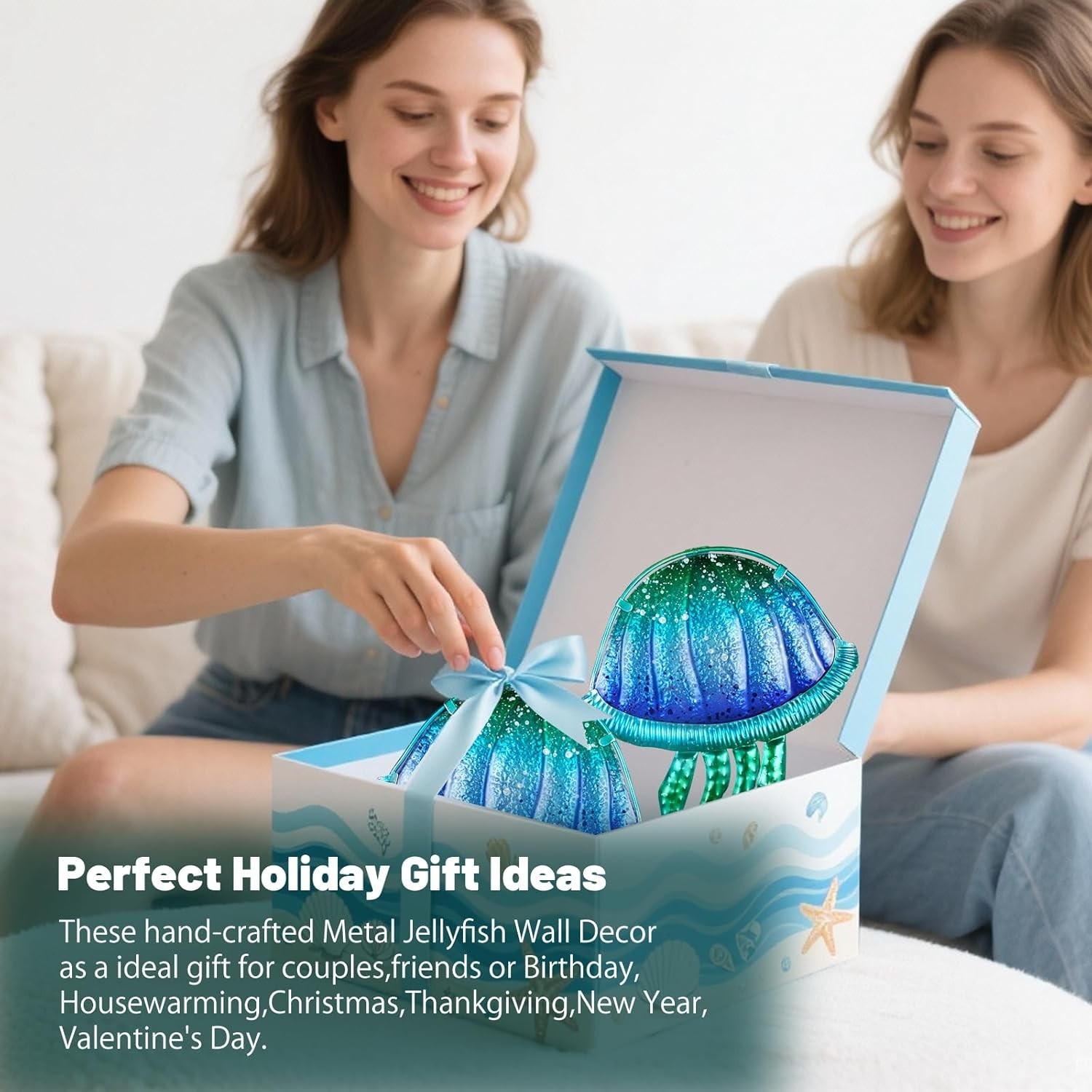 Ocean-Themed Glass and Metal Jellyfish Decor – Perfect for Living Room and Pool