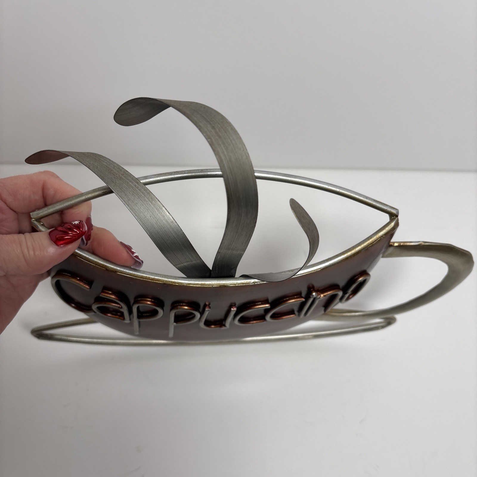 Metal Cappuccino Themed Decorative Wall Hanging or Tabletop Accent