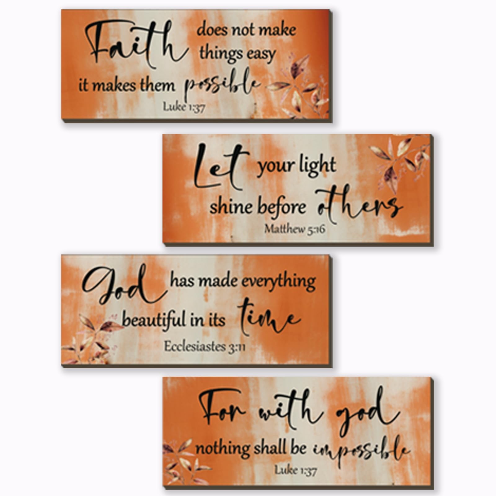 4 Pieces Orange Bathroom Decor Bible Verses Decor Wooden Orange Wall Decor Ab…
