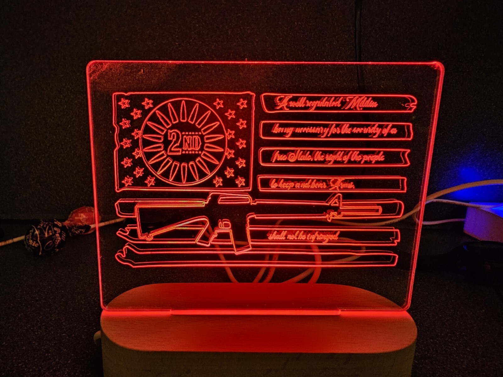 Custom Made Desk Sign. Led Base Laser Etched. Made To Order!