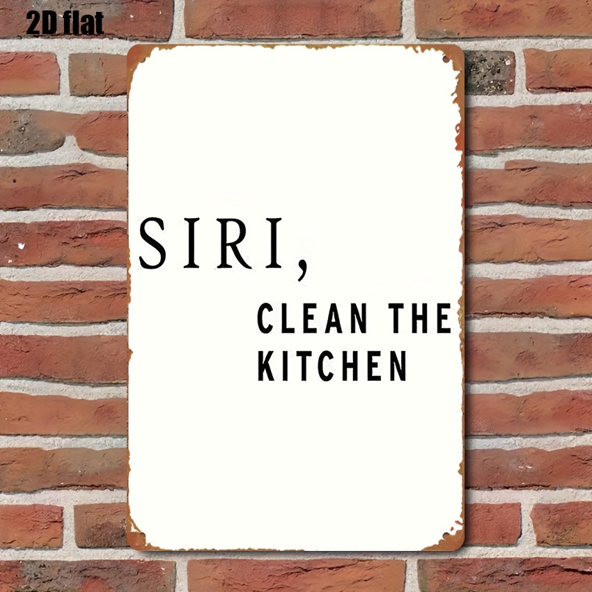 humorous dining room wall art “Siri Clean The Kitchen” retro funny plaque