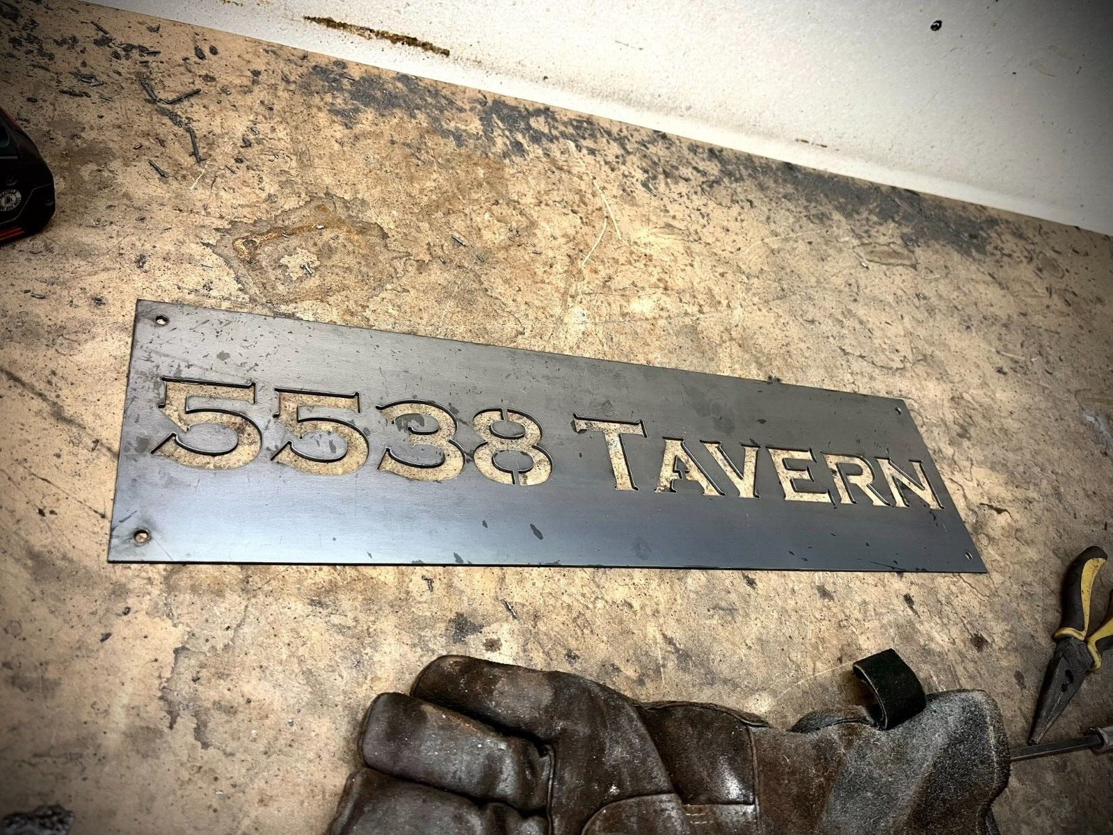 Personalized Horizontal Raw Steel Metal Home Address Sign Steel 22”x 6″