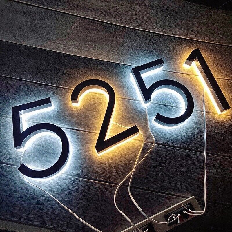 LED Lighted Letter Address Plaque House Number Sign Logo Outdoor Waterproof