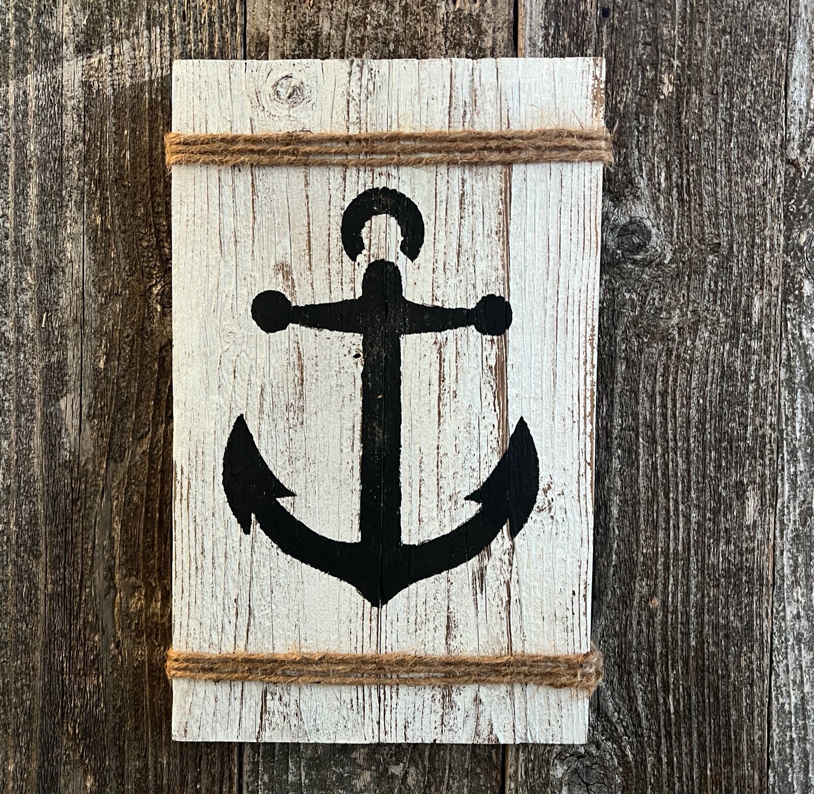 Rustic Primitive Modern Farmhouse Beach House Wall Decor ANCHOR Handcrafted Wood