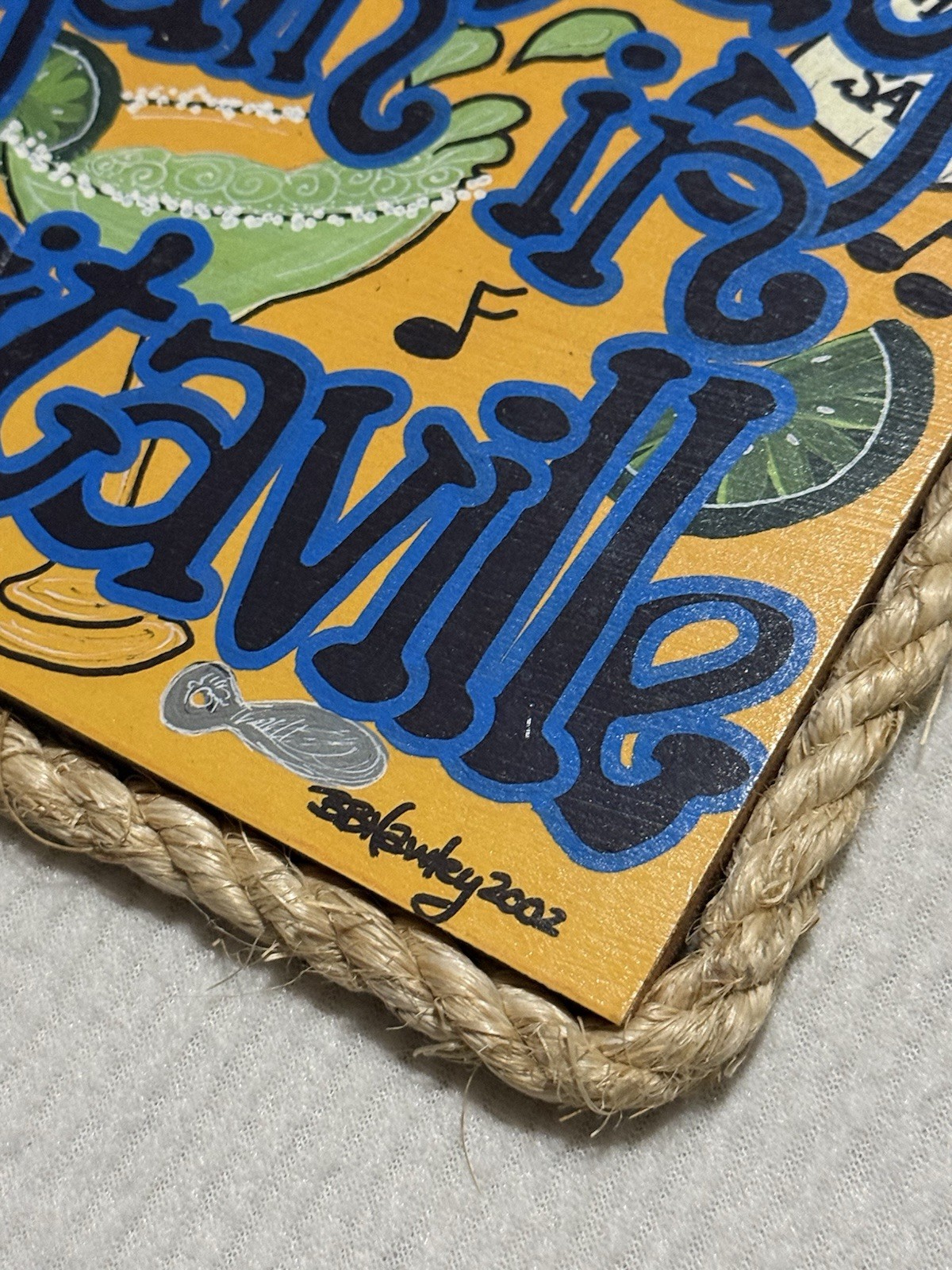 Margaritaville Wastin’ Away Again Rope Trim Wood Hanging Wall Sign Vintage