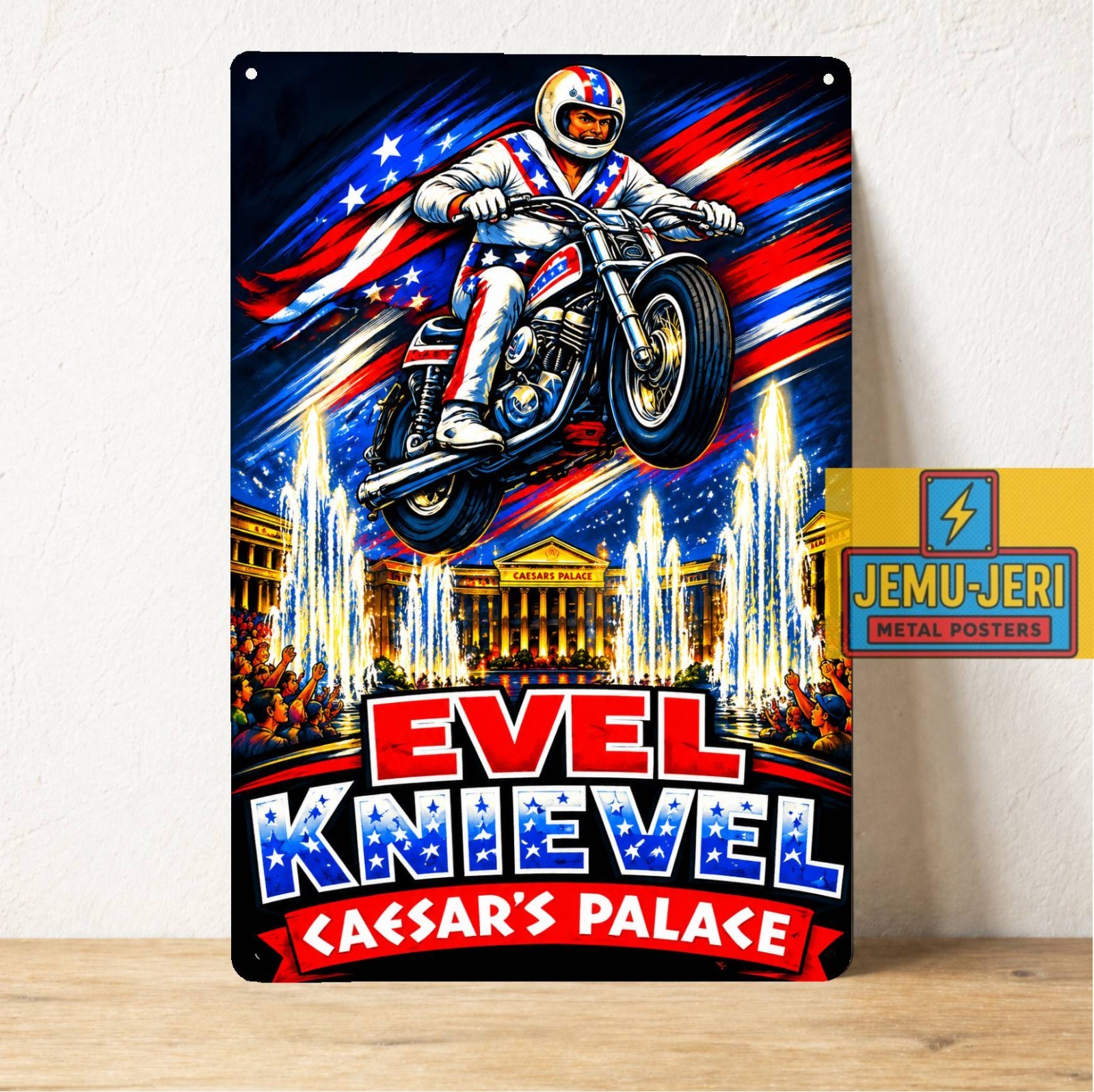 Evel Knievel Motorcycle Metal Tin Sign Poster 20x30cm Garage Wall Decor