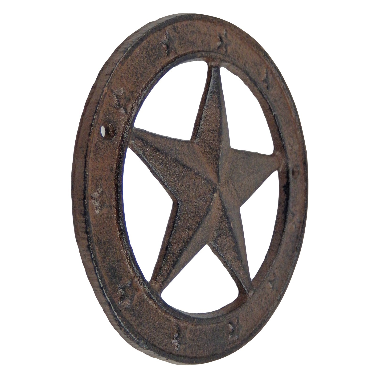 Cast Iron Texas Star With Ring Western Barn Decor Rustic Antique Style 6.25″