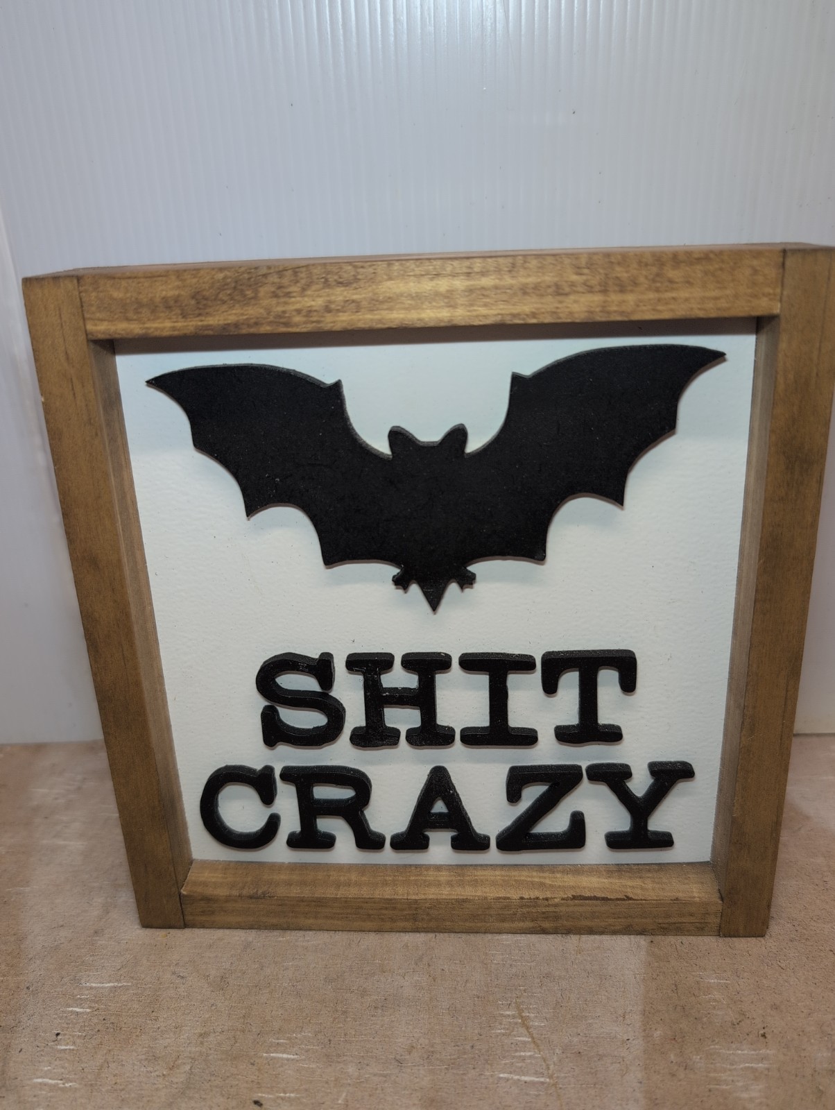 6-1/2 X 6-1/2 in Block Bat Sign | Fall/Halloween Theme