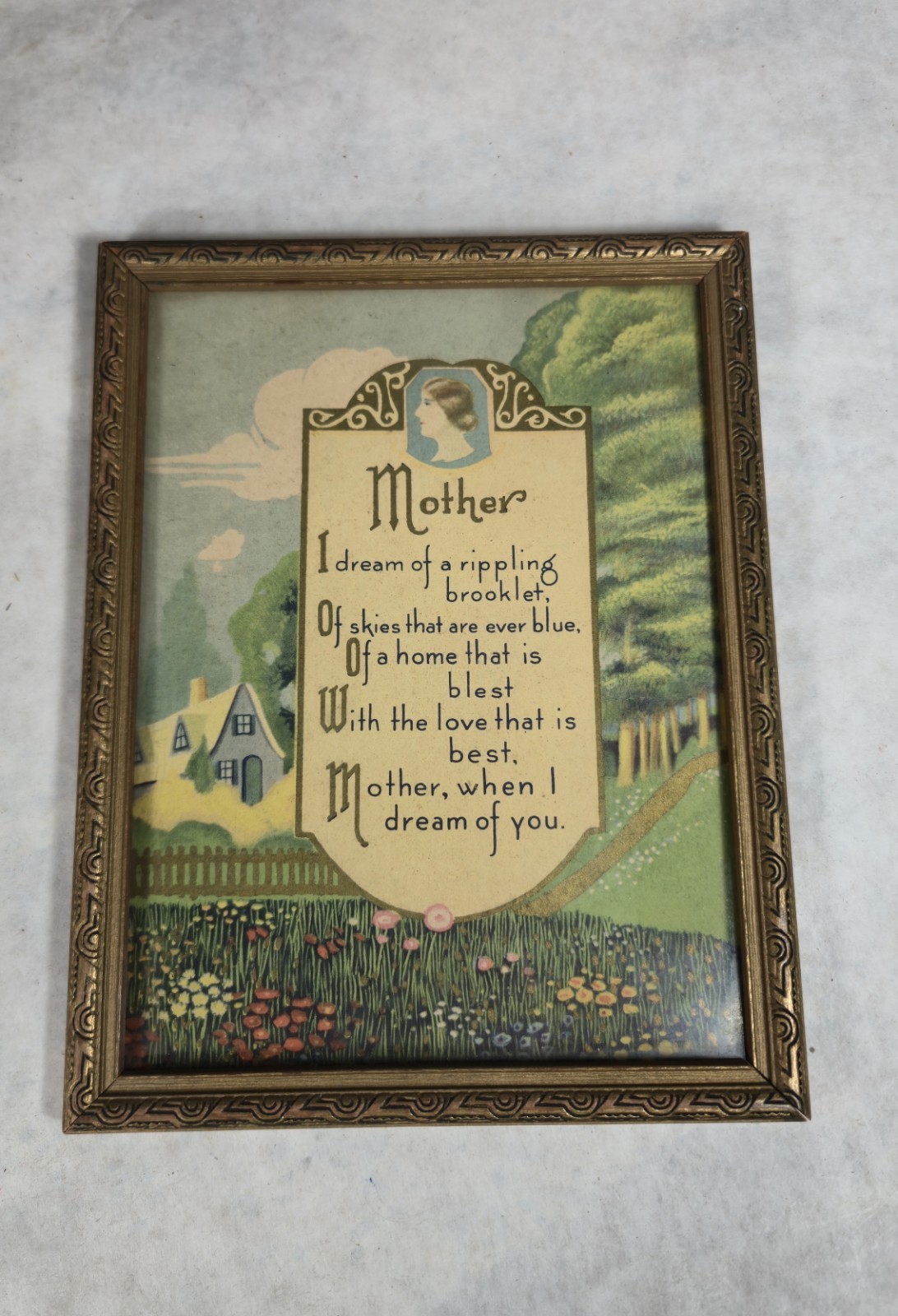 Lot of 5 MOTHER Antique Vintage Art Deco Motto & More Poems Framed SEE PHOTOS