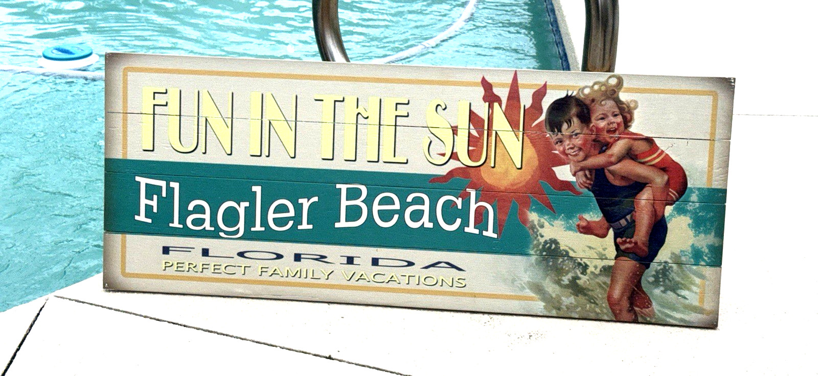 Large 36 inch Flagler Beach Florida Wooden Sign 36” x 14” Coastal Beach Decor