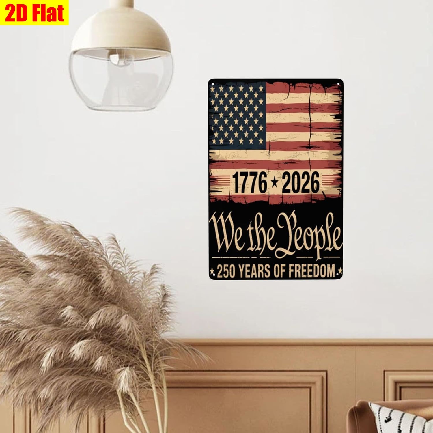 250 Years of Freedom Metal Sign American Flag Patriotic Wall Decor for Man Cave