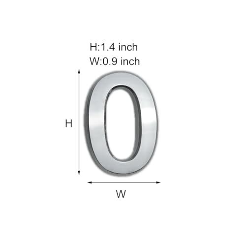 10 Pcs 3D Small Mailbox Numbers(0-9),1.4 Inch Self Adhesive 1.4 inch Silver