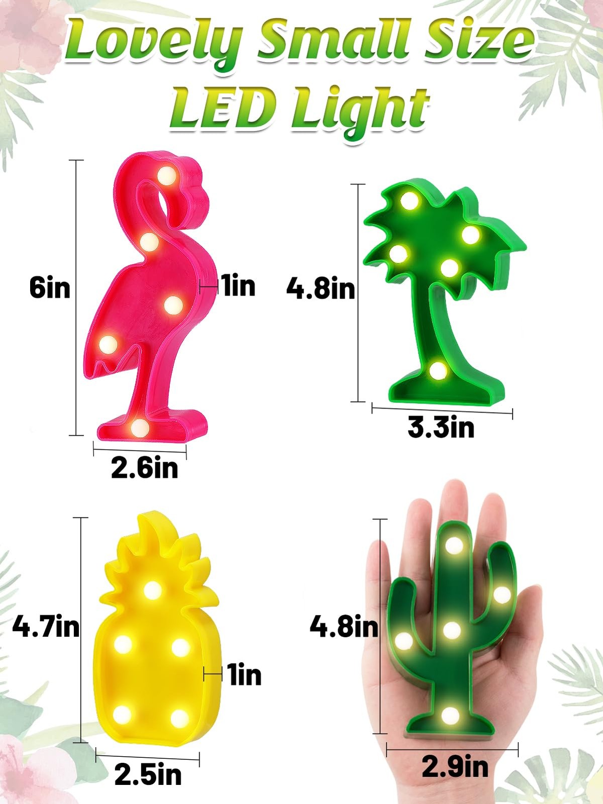 Cute Hawaiian Party Decoration Lights – Mini Flamingo Pineapple Palm Tree Cac…