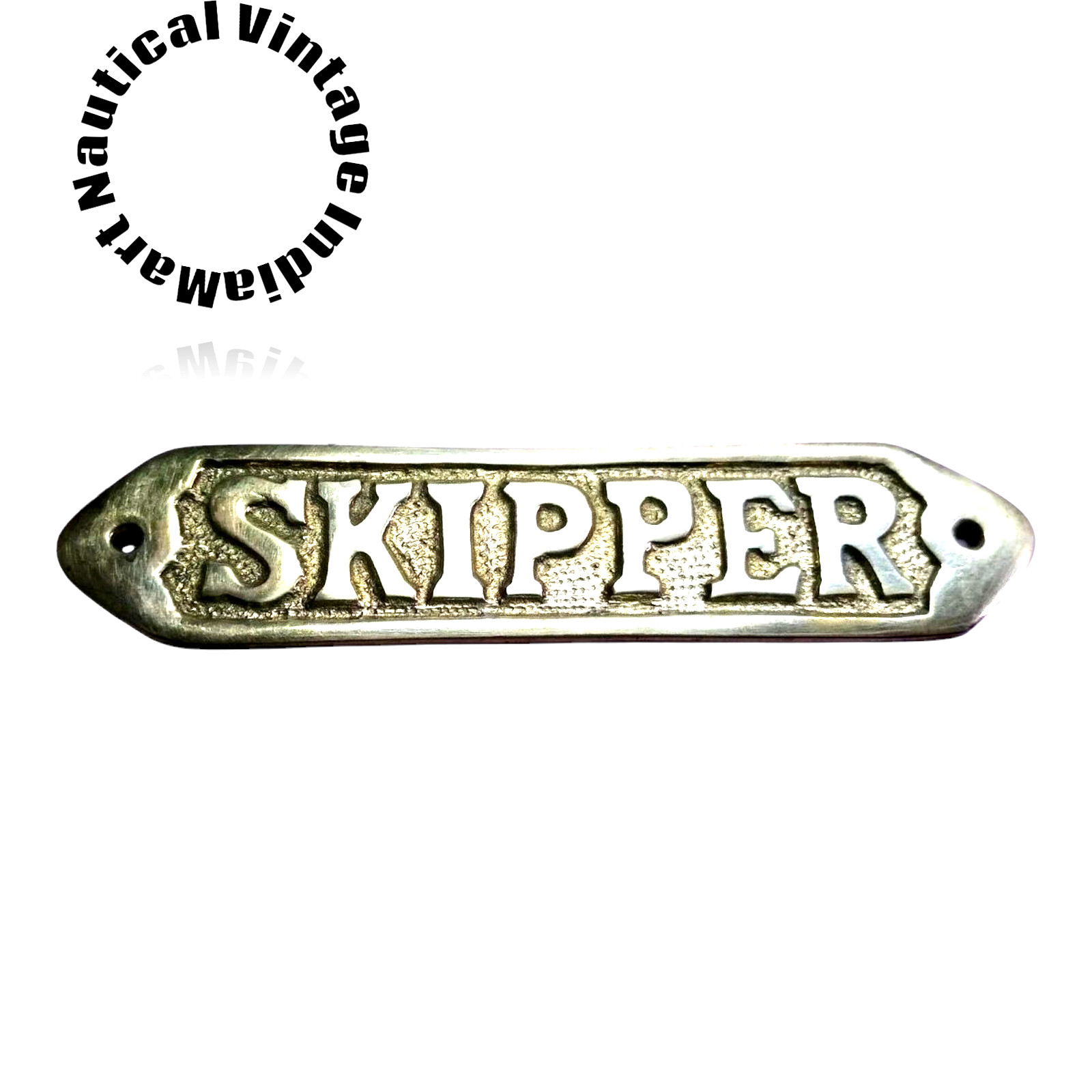 Brass Sign ~ Skipper Plaque~ Nautical Ship Boat Beach Door Plaque