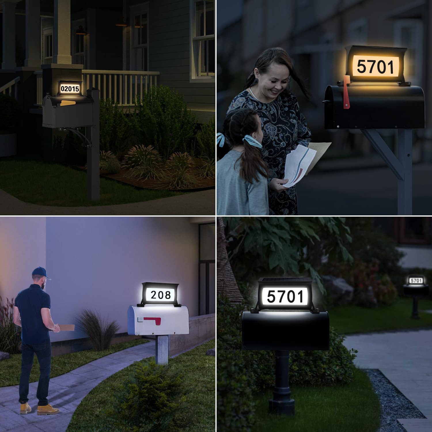 Solar Backlit Address Sign for Mailbox, House Number Plaque Double Side Illumina