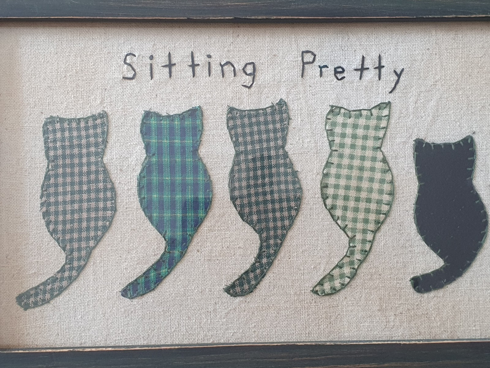 3 Hand Made Fabric Friend Cat Picture Frame Farmhouse Chic Primitive Cottage