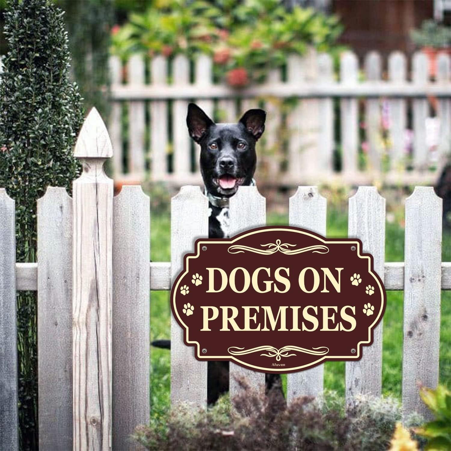 10” x 7” Dog on Premises Sign Reflective Sturdy Rust-Free Aluminum Weatherp…