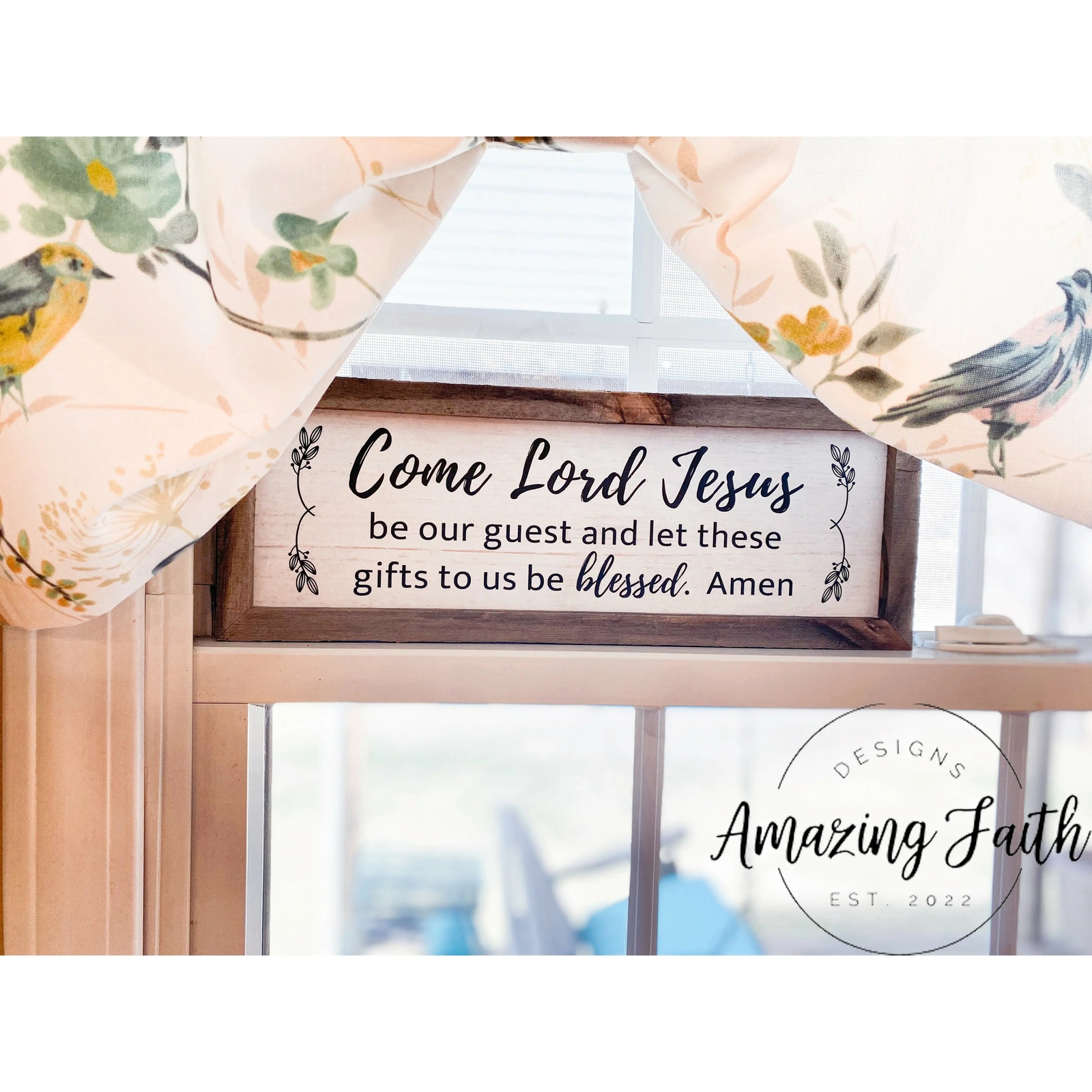 Come Lord Jesus Whitewashed Rustic Farmhouse Wood Decor