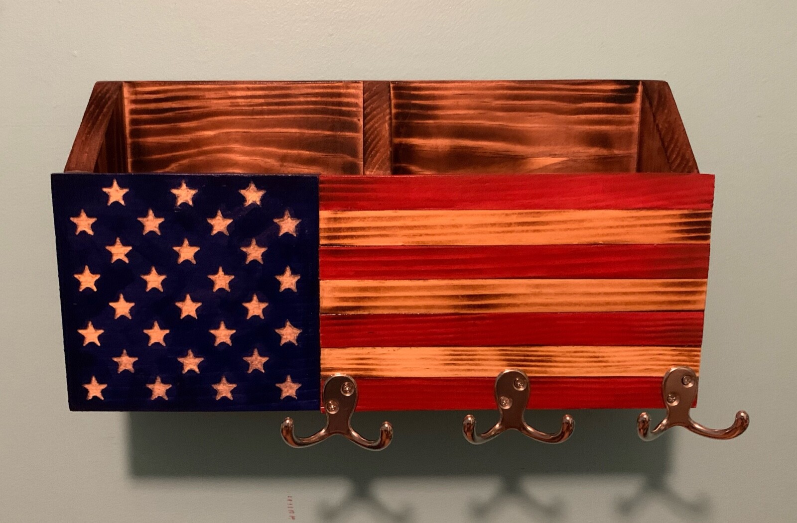 Handmade Stars and Stripes Key and Mail Holder USA FLAG