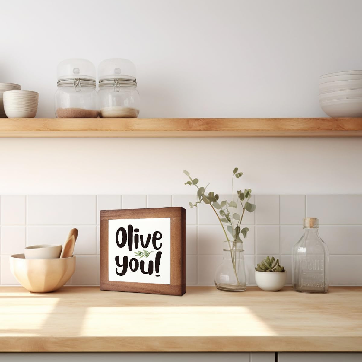 Olive You Signs, Home Kitchen Decor, Box Sign Wood Desk Sign Decors, Cute Kitche