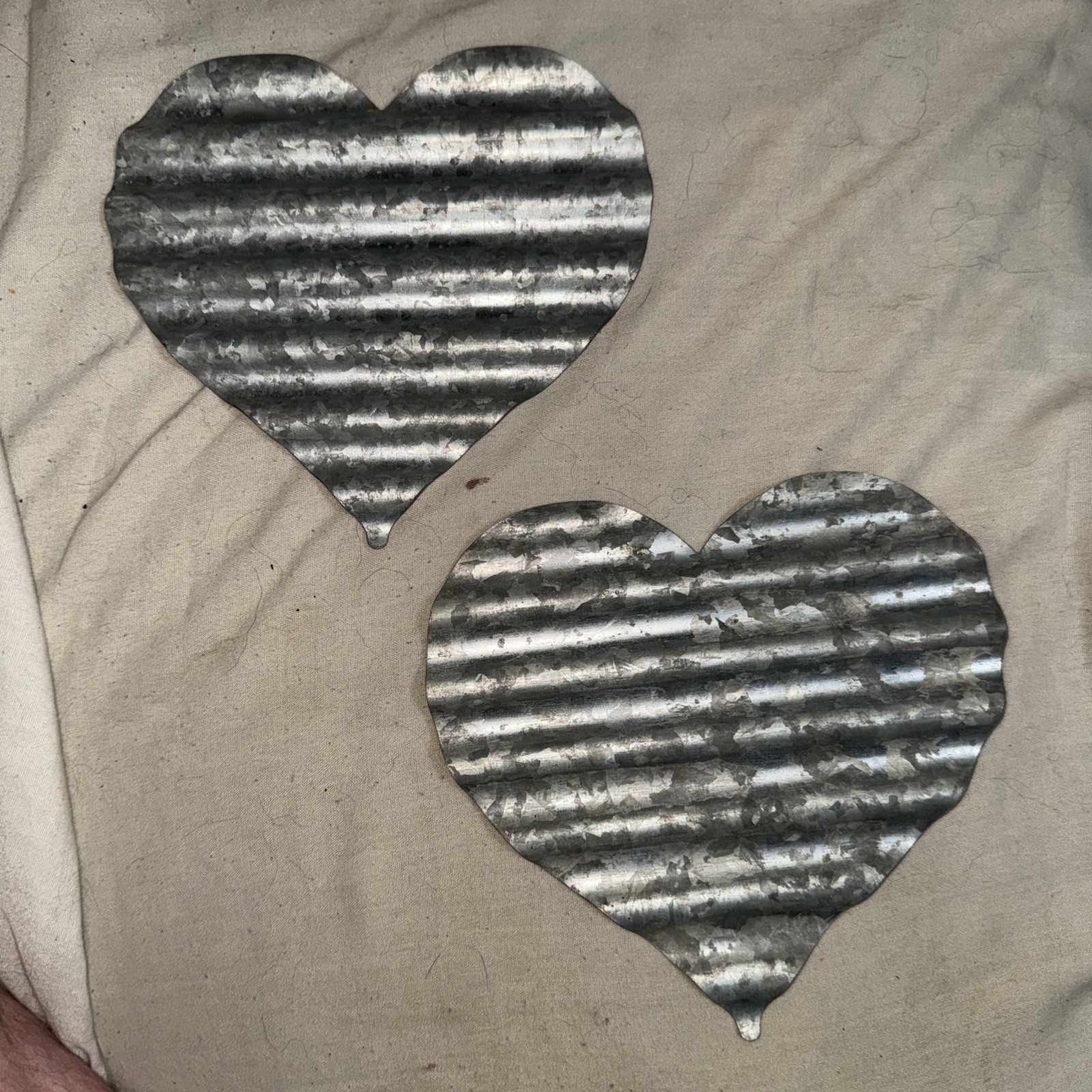 Galvanized Corrugated Metal Hearts 6” Wall Art Set Of (2)