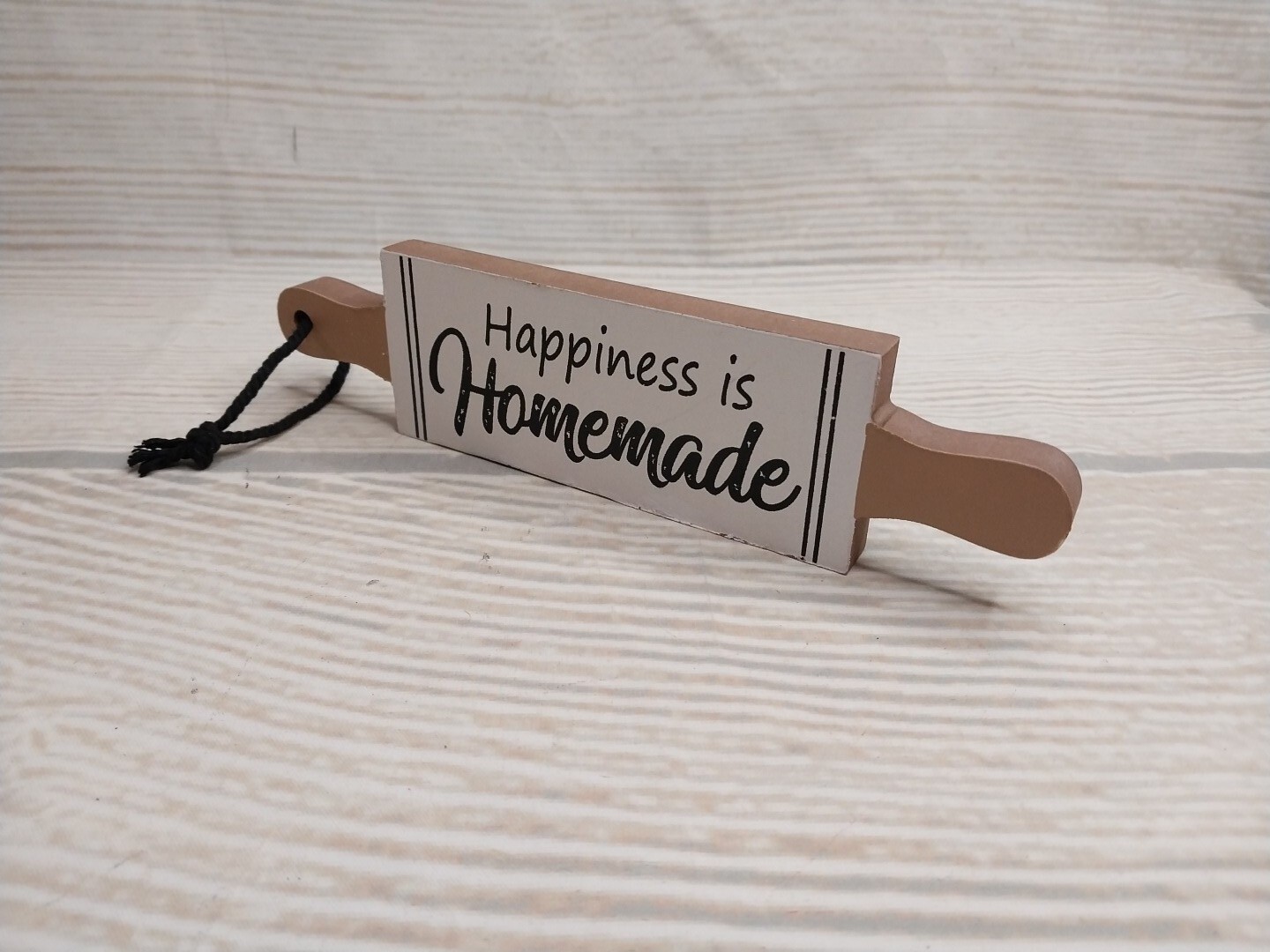 ~New! “Happiness is Homemade” Rolling Pin Plaque Farmhouse Hanging Wood Sign Tag