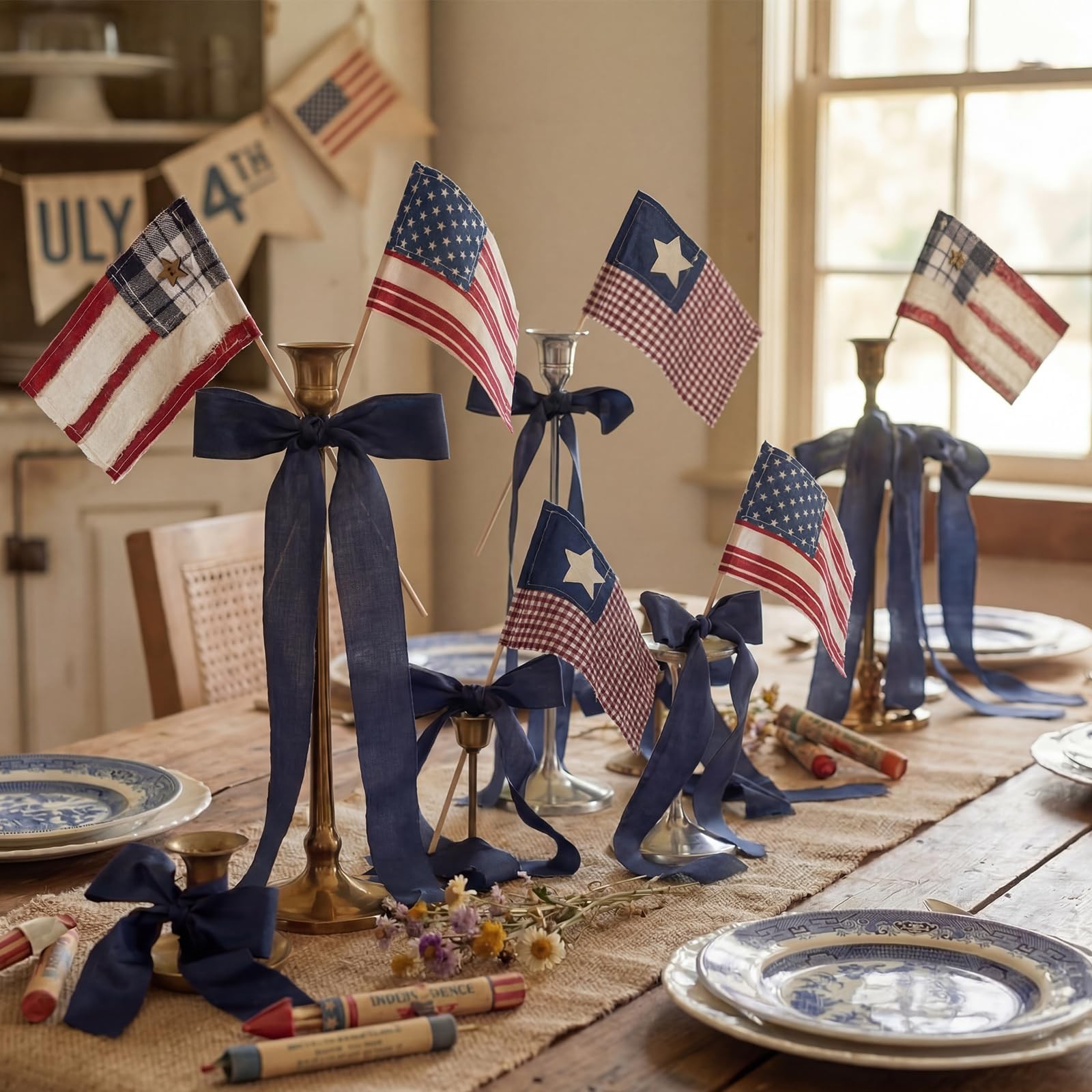 Chumia 6 Pcs 250th Anniversary Patriotic Vintage American Flag Square Decorat…
