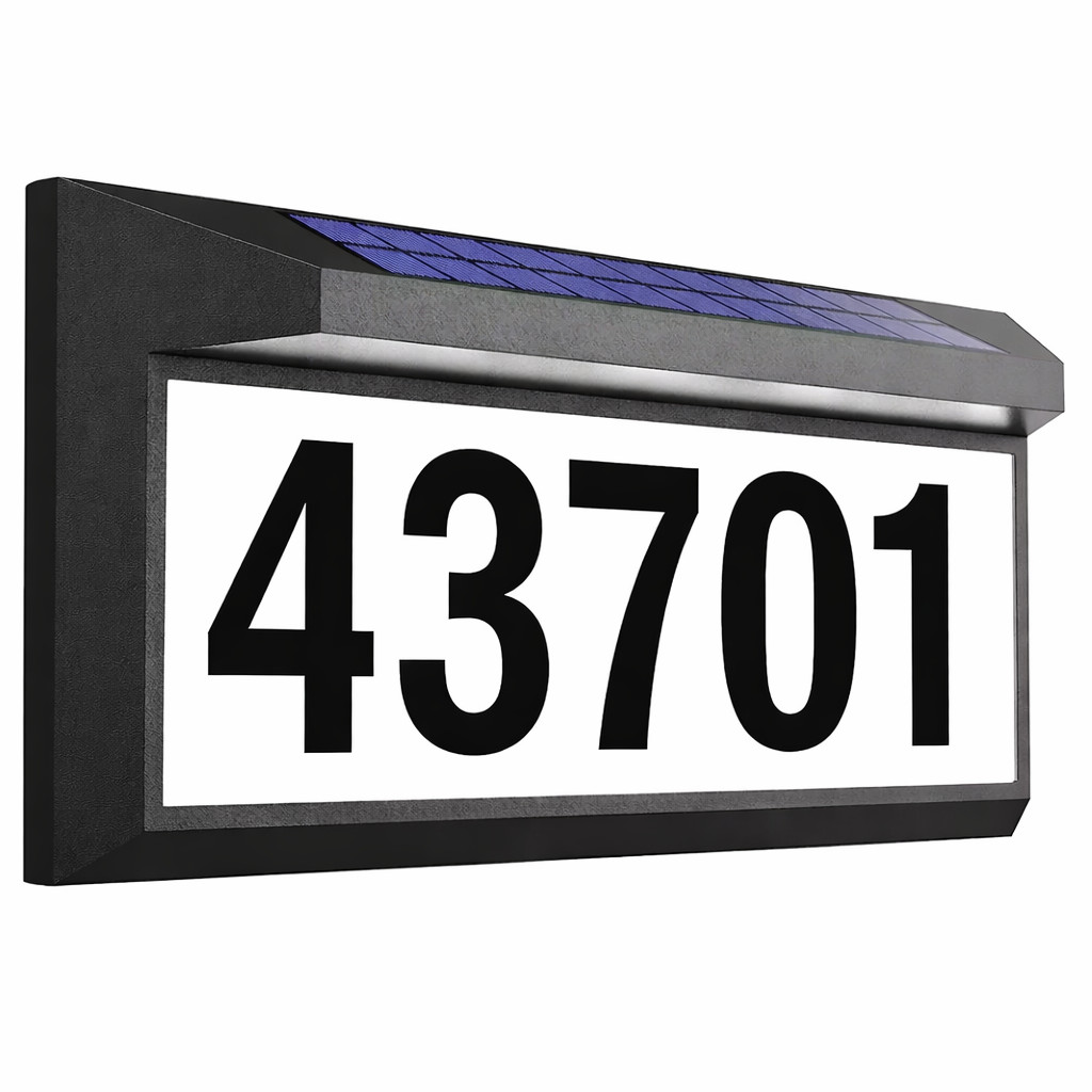 Solar Address Sign, Lighted Address Plaque Outdoor Waterproof IP65, Illuminated