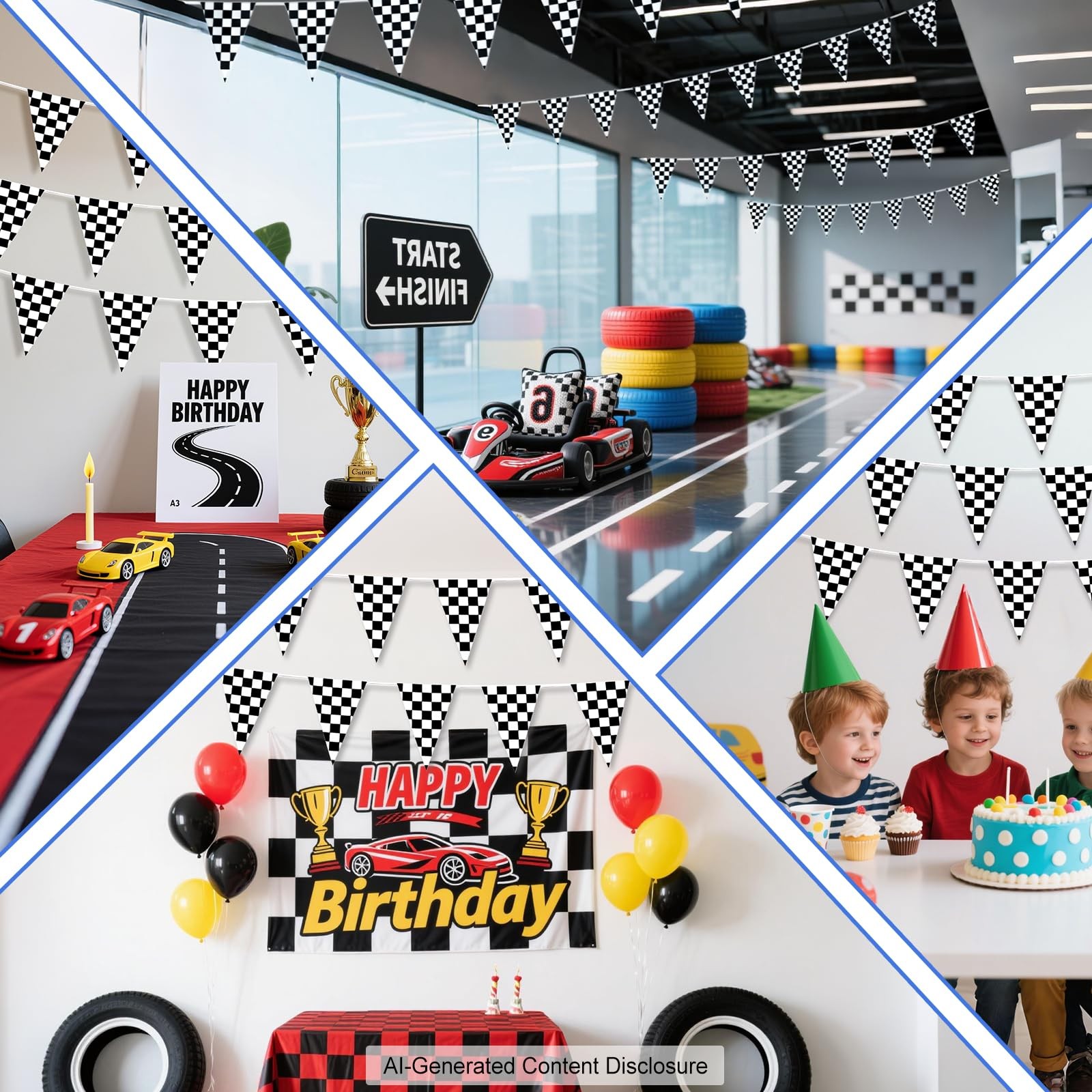 100ft Black and White Checkered Flag Banner Racing Birthday Decorations, for …
