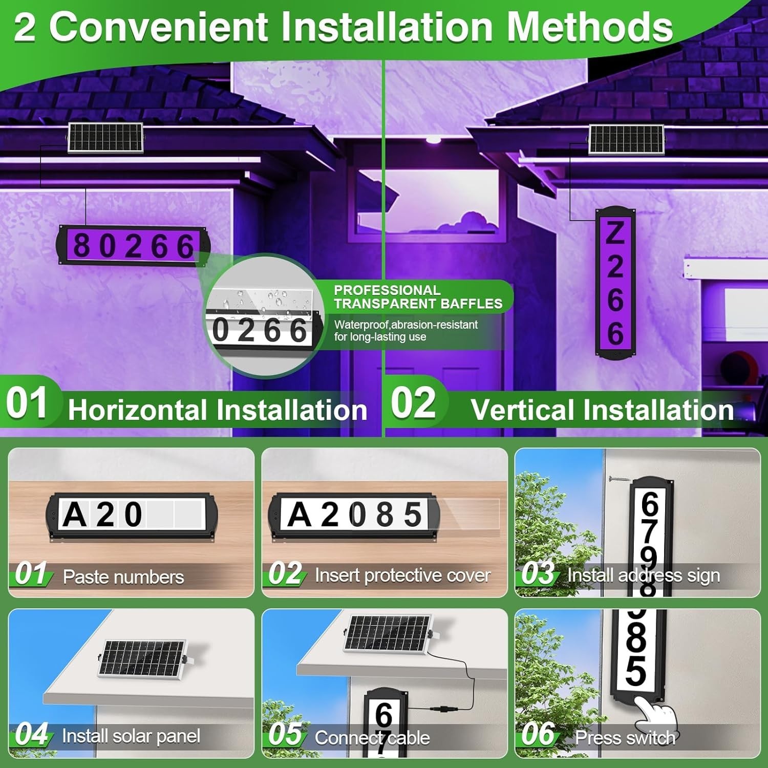 Waterproof Address Sign with Separate Panel