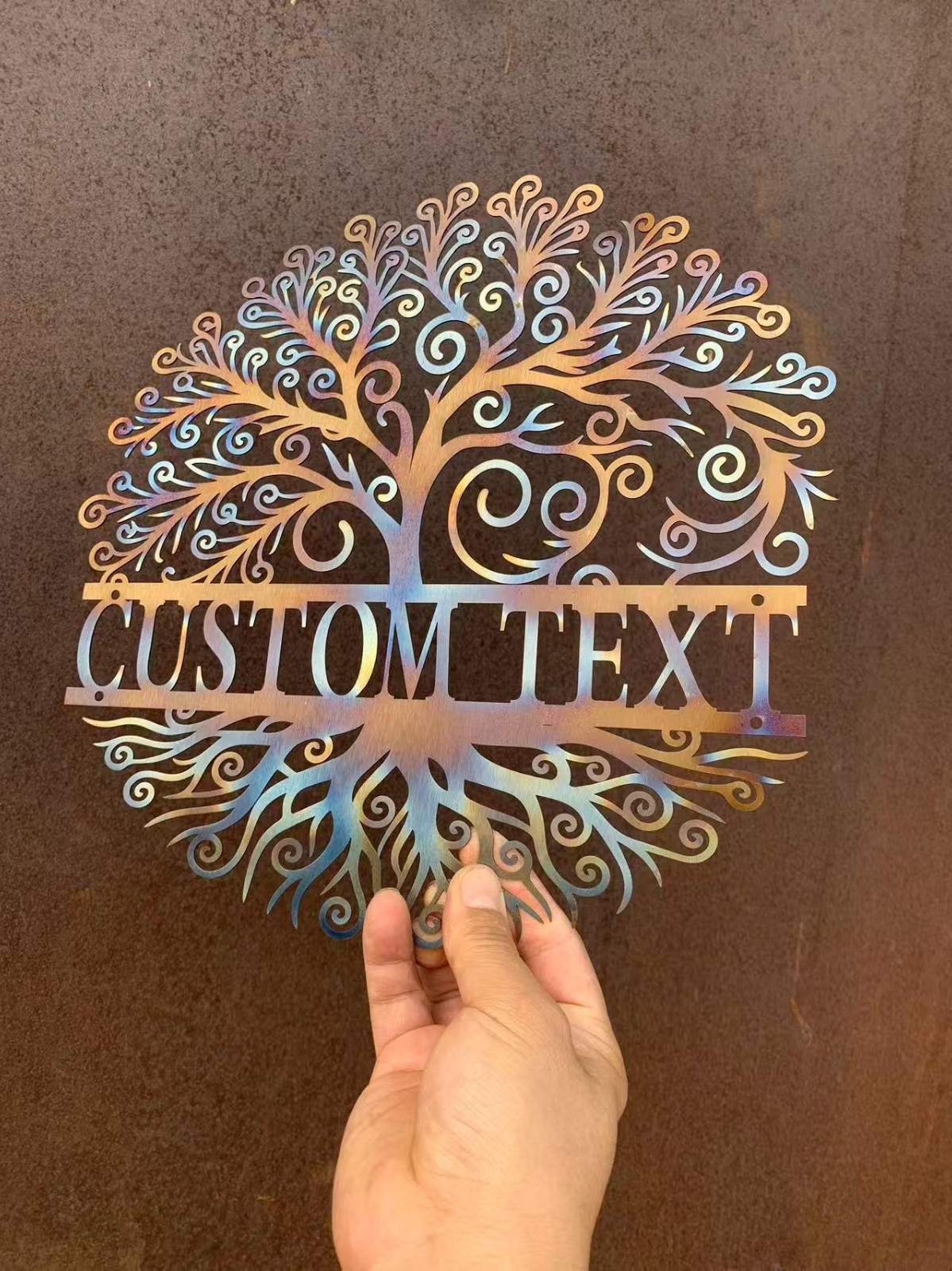Custom Metal Tree of Life Wall Art, Personalized Family Name Decor