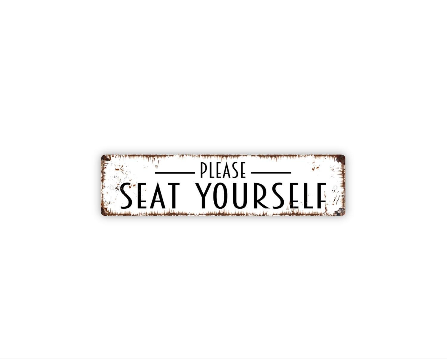 Please Seat Yourself Sign | Restaurant Host Stand Wall Art | Cafe Dining
